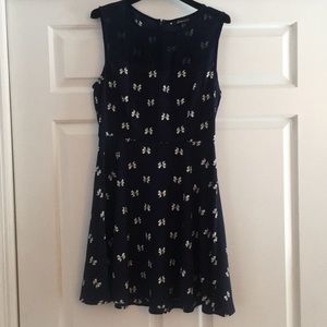 Navy blue skater dress with white bows 🎀